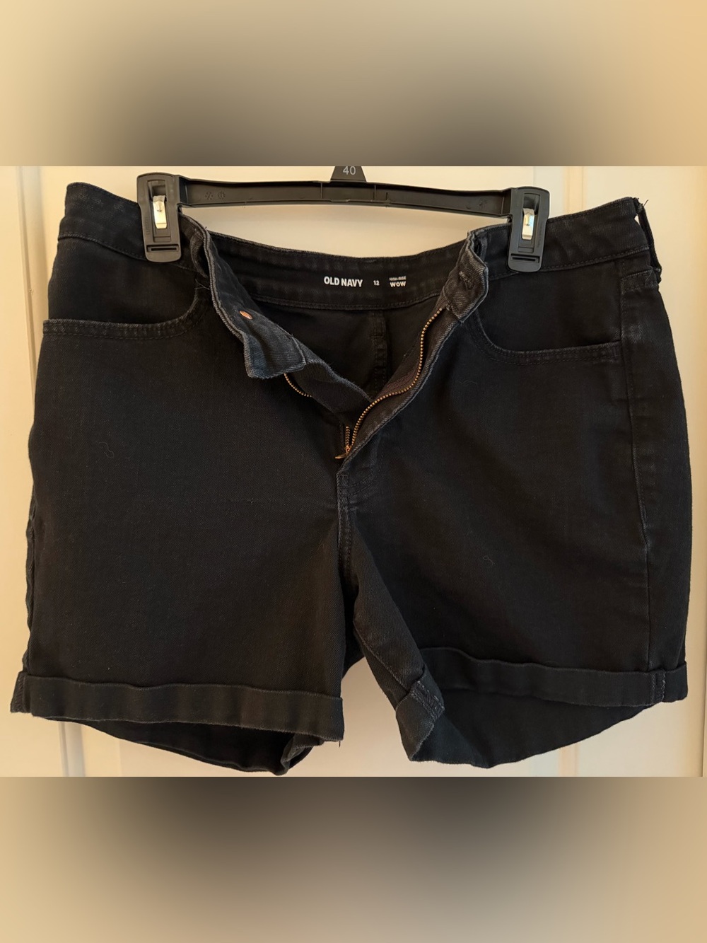 Old Navy “Wow - High-Waisted” Black Cuffed Denim Shorts - size 12